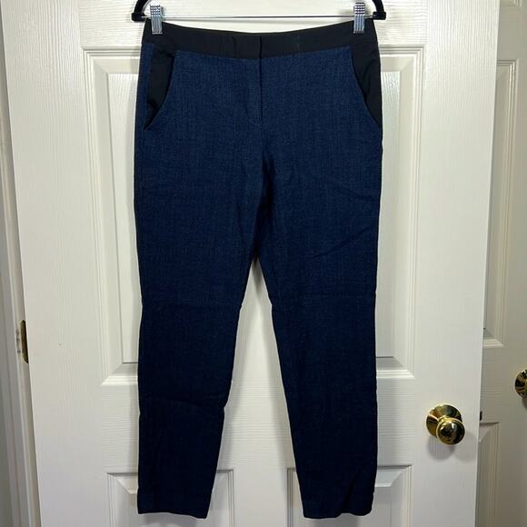 Elie Tahari Wool Blend Textured Trouser Office Pants Blue Women's 6 / Small - Picture 1 of 6